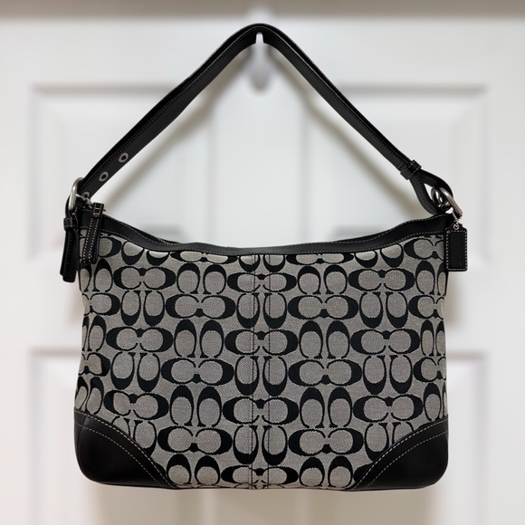 Coach Handbags - Coach Soho Signature Jacquard Black Leather Trim‎ Large Hobo Vintage Y2K